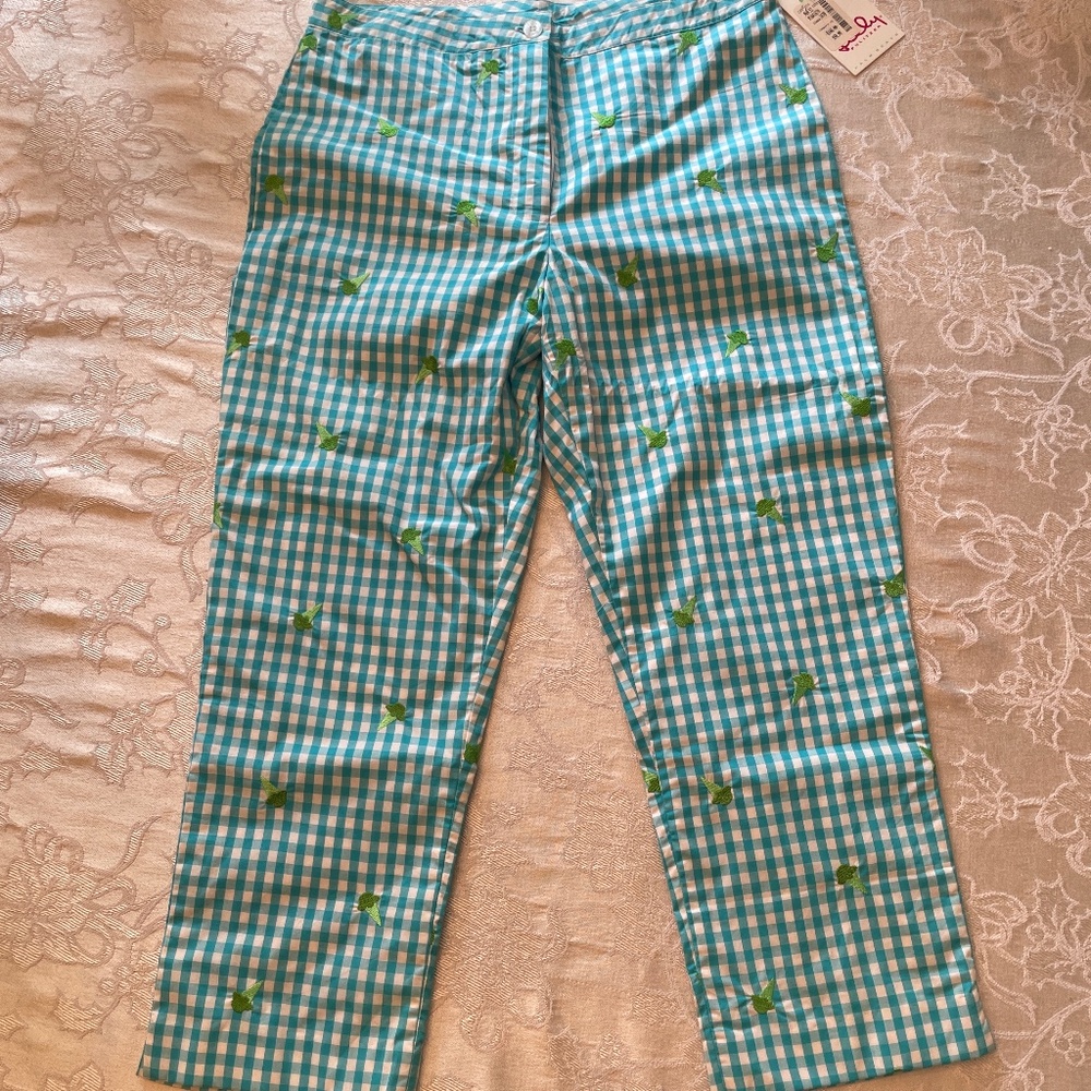 WOMEN’S LILLY PULITZER BLUE AND WHITE PLAID CAPRI SIZE 6 NEW WITH TAGS